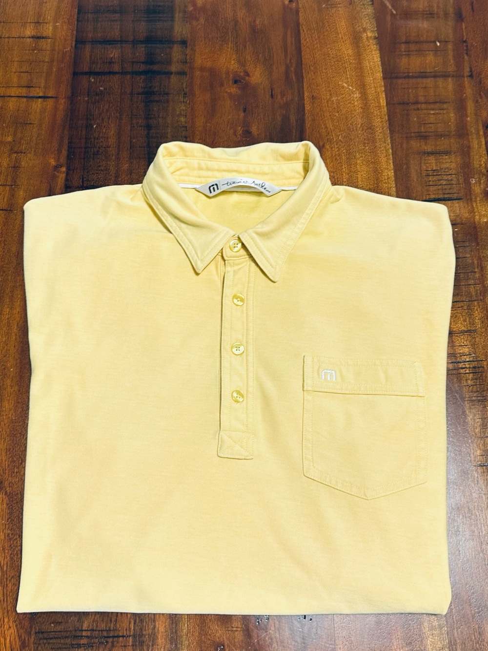 Travis Mathew Light Yellow Short-Sleeve Golf Polo with Pocket